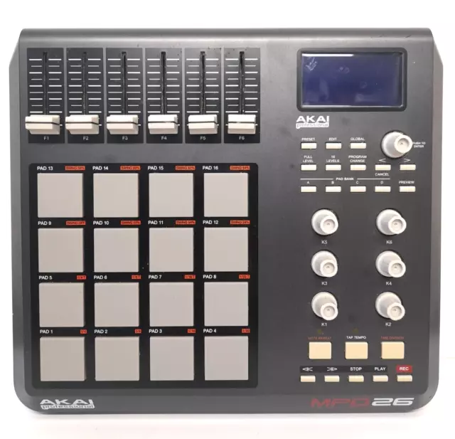 Akai Professional MPD26 MIDI/USB Controller Black MPD Music Production Hip Hop