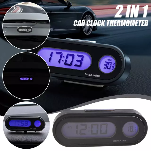 Car Clock Digital Thermometer Time Watch 2 In 1 Auto Clocks Luminous ' J9M0