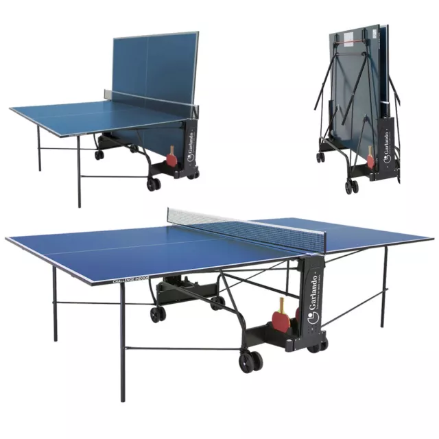 Garlando Tavolo Ping Pong C-273I Challenge Indoor blu con 4 racchette 18 Palline