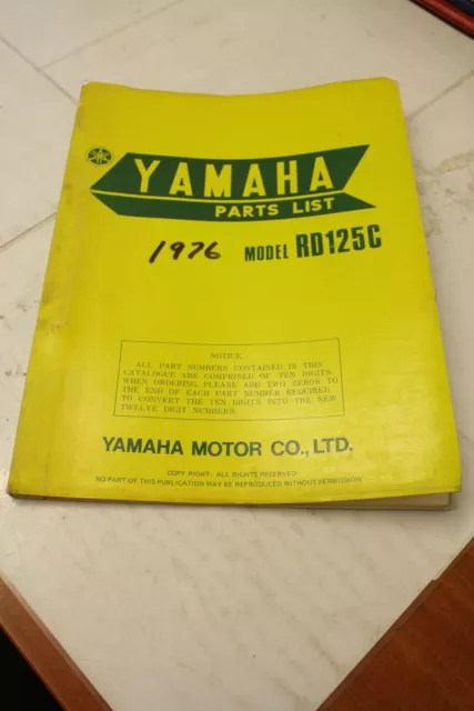 Yamaha Rd125 C Rd 125 Parts List Manual