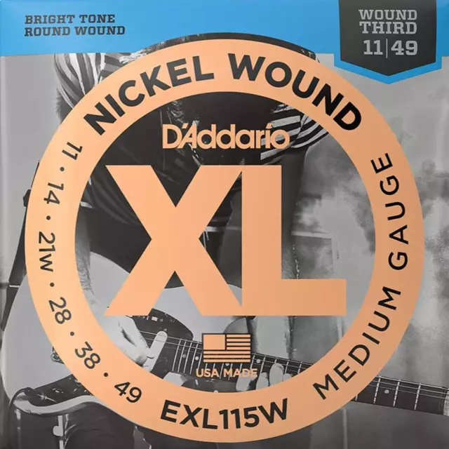 D'Addario EXL115W XL Corde per chitarra elettrica - Medium Blues/Jazz Rock - Wound 3°