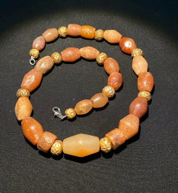 Dzi Old Beads India Tibetan Nepalese Himalayan Antiquity Carnelian Necklace Mala