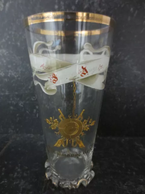 Antikes um 1900 Jugendstil mundgeblasenes Jäger Bierglas 0,3L Weidmanns Heil