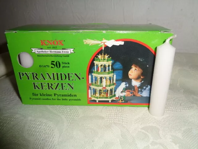 10 25 50 75 Knox kleine  Pyramiden Kerzen weiß  14  x 70 mm Weihnachten OVP