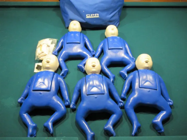CPR Prompt Infant Manikin CPR Trainers Nursing EMT Practice Lot of 5 with Case