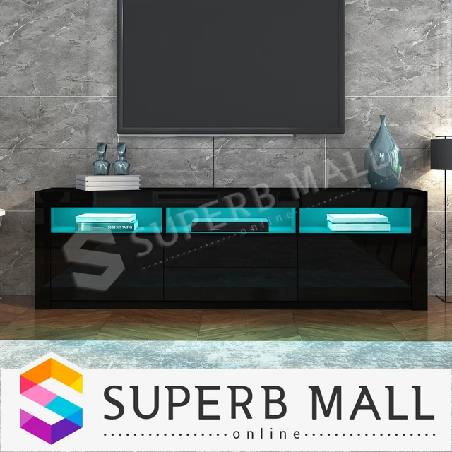 Modern TV Stand Cabinet 160cm Wooden Entertainment Unit Gloss Front Furniture BK