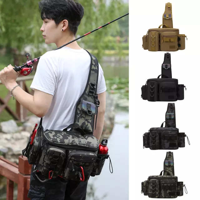 Fishing Shoulder Bag Large Fishing Waist Pack Multi Pocket Waterproof for Riding