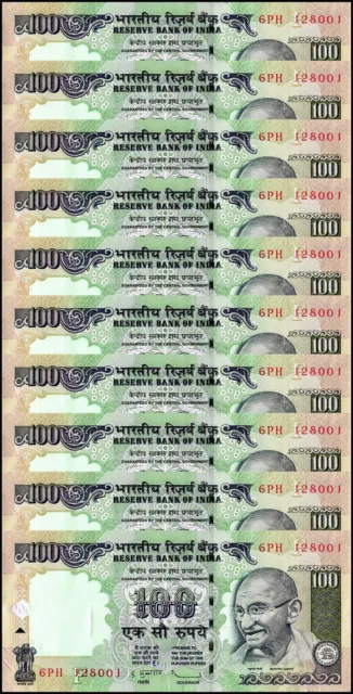 India 100 Rupees, 2010, P-98x, UNC, Plate Letter F X 10 PCS