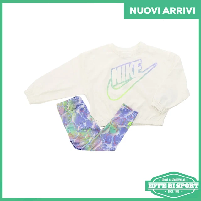 Tuta completa Nike baby felpa girocollo leggins set bambina tutina junior casual