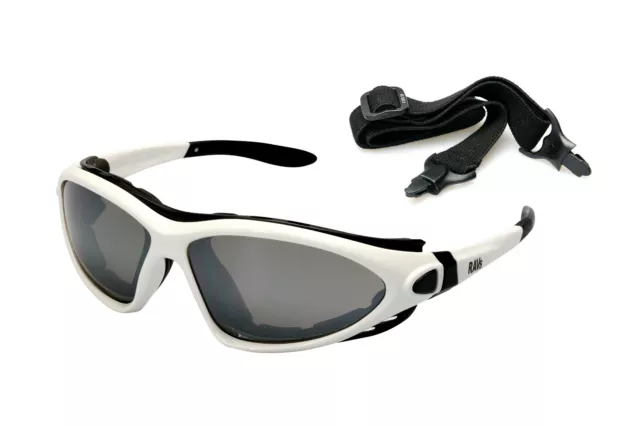 Alpland Sonnenbrille Sportbrille  Weiß mit Bügel + Band Antibeschlag