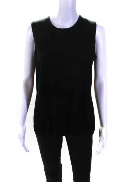 J Envie Womens Sleeveless Knit Crew Neck Tank Top Blouse Black Size Small