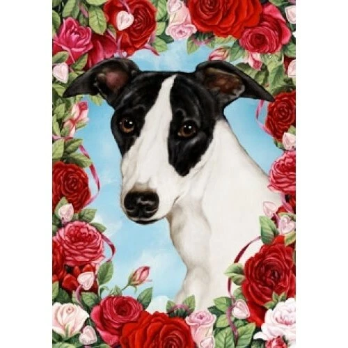 Roses House Flag - Whippet 19062