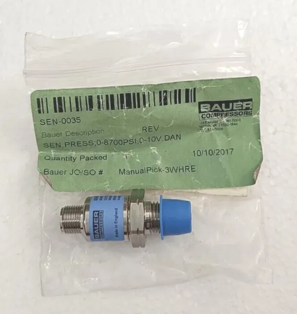Bauer compresor sen-0035 sensor de presión 0-8700 psi 1/4" NPT entrega gratuita