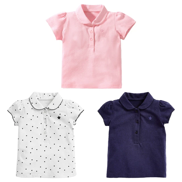 Camicia uniforme scuola per bambine estive cotone manica corta tinta unita