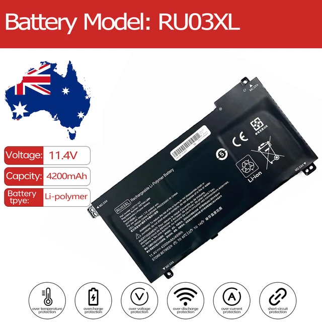 ANTIEE Laptop Akku RU03XL - Kompatibel Mit HP Probook X360 11 G3-G6 Series 48Wh