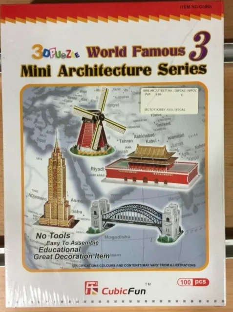 MINI ARCHITECTURE SERIES 3, 3D PRETROQUELADO CUBICFUN 100pcs,REF.C086H