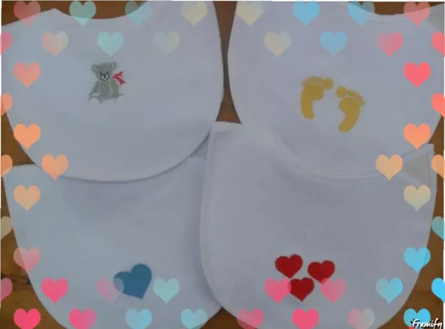 Personalised  Baby bib embroidered 4 designs to choose pack 3 or 5