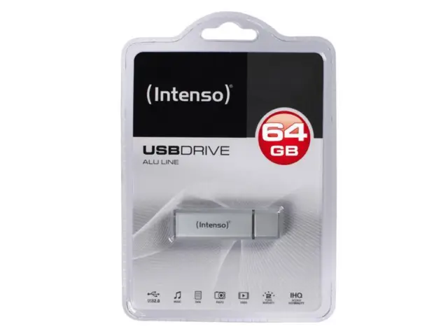 USB 2.0 Clé 64GB Clé Mémoire Intenso Alu Ligne Argent 3521492 Lecteur Flash 3