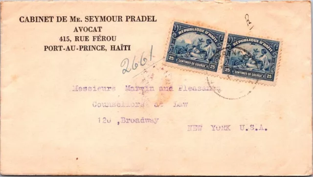 Schallstamps Haiti 1924 Postal History Registered Cover Addr Usa