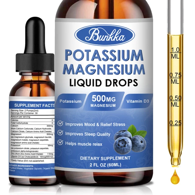 POTASSIUM MAGNESIUM LIQUID with Calcium, Vitamin D3, Zinc Calm ...