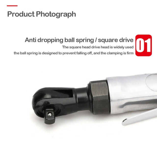 New Right Angle Mini Air Pneumatic Ratchet Wrench Torque Reversible Impact Tool. 5