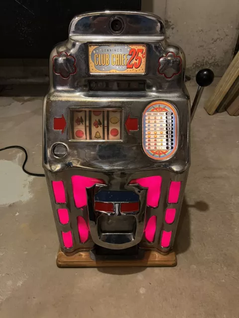 O.D. Jennings 25c Club Chief Red Lite Up Slot Machine circa 1940s