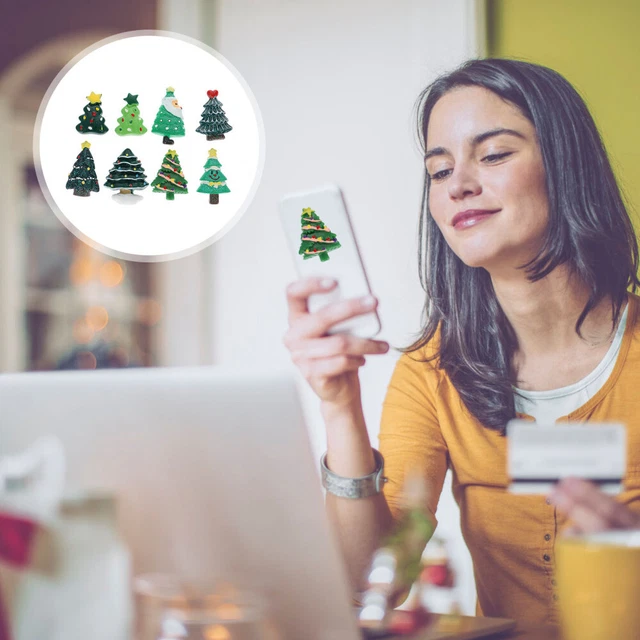 Accesorios de joyería de resina botones de espalda plana de Navidad redondos árbol de Navidad
