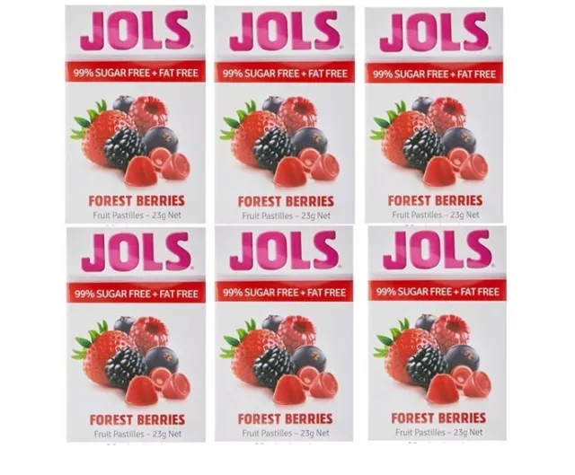 920642 6 X 23G Box Jols Forest Berries Sugar Free Chews Australian Made Candy