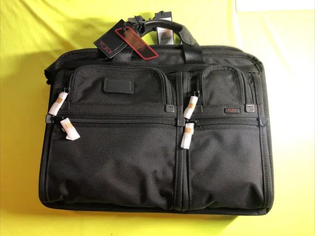 TUMI Alpha Ballistic Black Expandable Laptop Briefcase Messenger Bag 26514DH