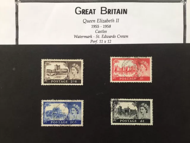 GB QEII High Value Castles Watermark St Edward’s Crown Fine Used