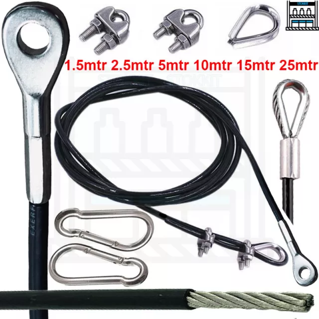 Black Coated Steel Wire Rope Kit DIY Weight Stack 4mm 6mm Multi Gym Cable Cross