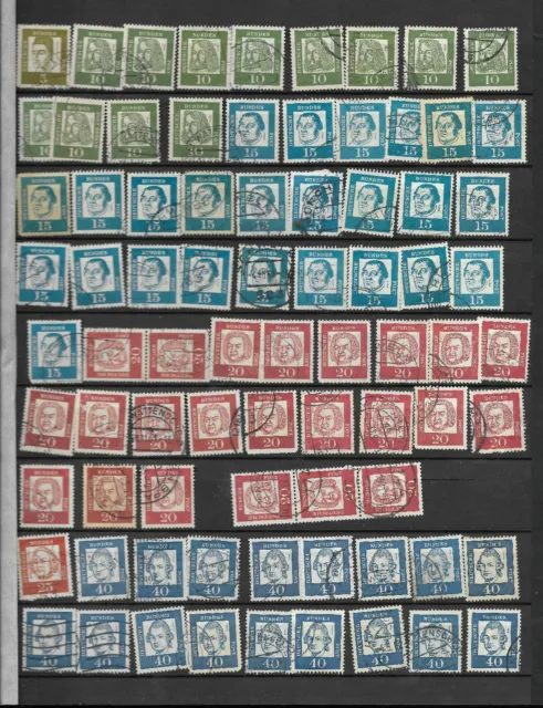 Alemania. Tres hojas con 183 sellos usados