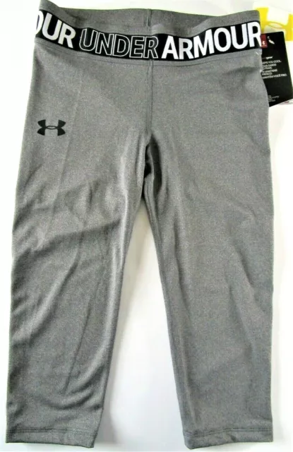 Under Armour Girls' Capri Spandex Leggings Pants Youth Gray S, M, L & XL - NWT