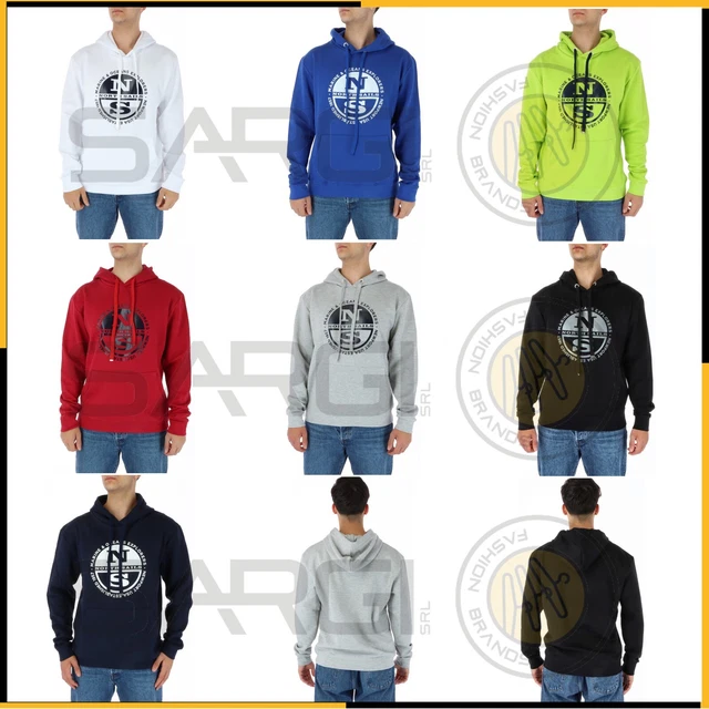 NORTH SAILS Felpa Uomo Ragazzo Manica Lunga con Stampa, Cappuccio, Tasche 902298