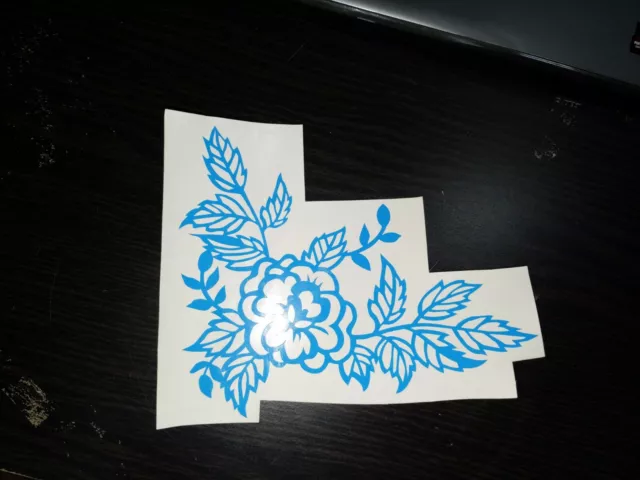 Blue- Corner Flower Vinyl Decal 6 "x 5"