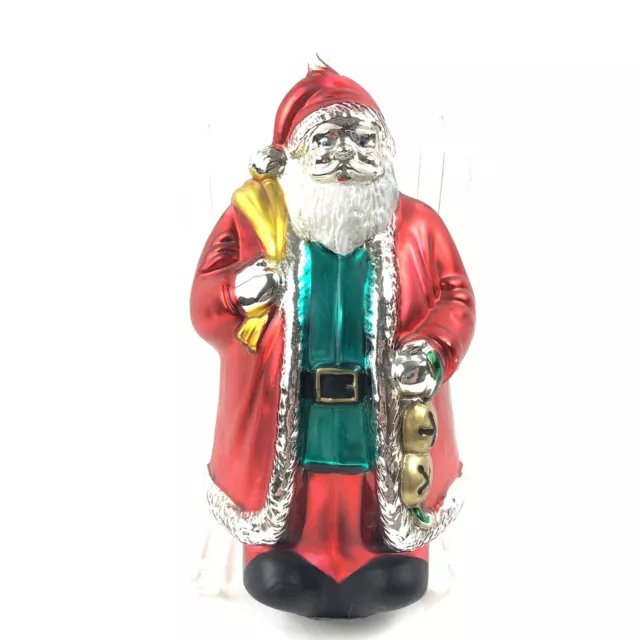 Vtg Department 56 Santa Claus Mercury Glass Handblown Ornament Oversized Painted