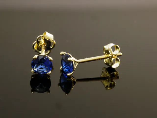 333 Gold Ohrstecker mit 4 Krappen 1 Paar 3,5 mm Grösse mit blauen Zirkonia