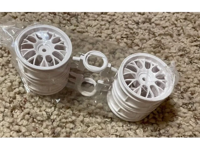 TAMIYA WHITE BBS mesh wheels (x4) -Corvette/Ferrari/Porsche/Drift/RCGT ...