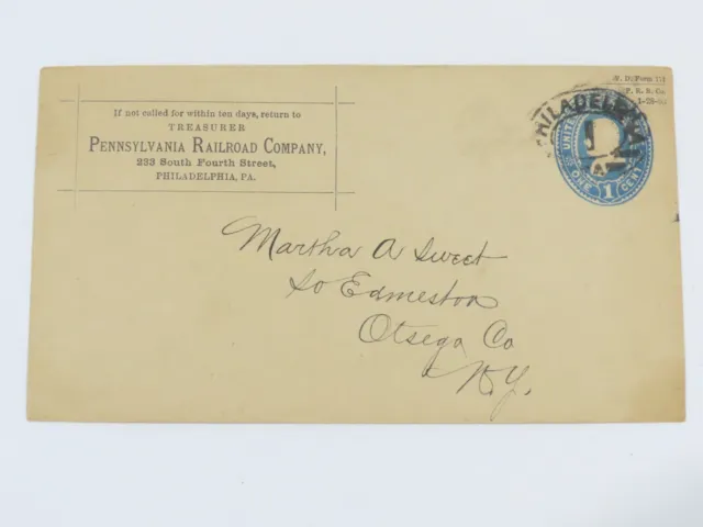 Antique Pennsylvania Railroad Company Letter Cover Philadelphia PA C786