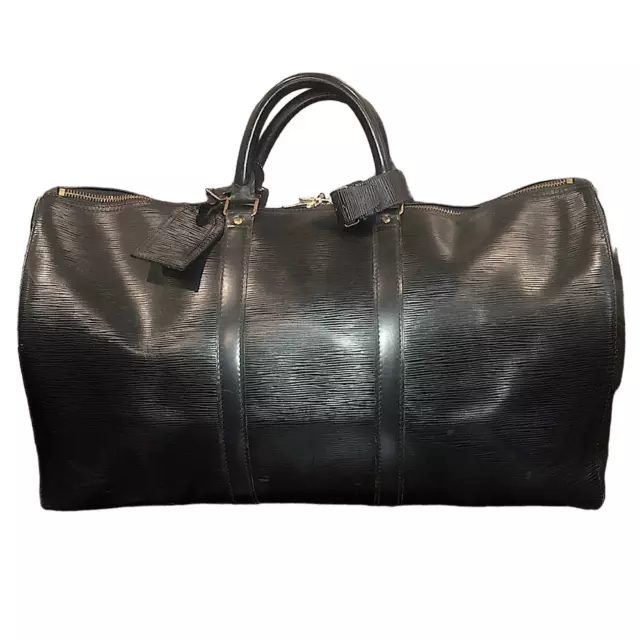 Louis Vuitton Bourget 50 Boston Bag Black Epi Leather Noir Keepall Duffle  RARE