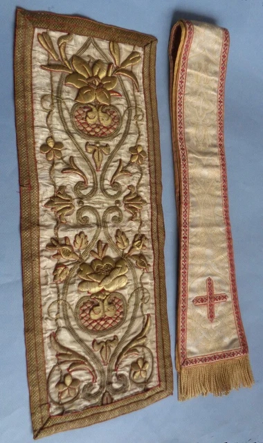 ALTARLÄUFER,Seide,Gold-Stickerei,antik,Antique Metallic Embroidered Silk Panel