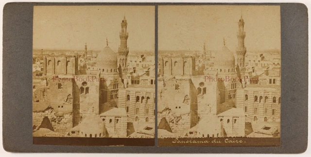 Ägypten Panorama Des Kairo c1880 Foto Stereo Vintage Albumin P70L2n