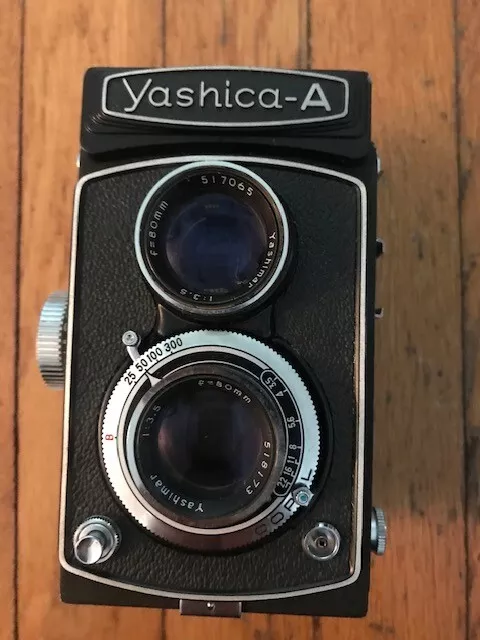 Yashica-A TLR Twin Lens Reflex Medium Format Camera w/ Case, Manual, Box