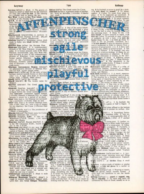 Affenpinscher Dog Traits Altered Art Print Upcycled Vintage Dictionary Page