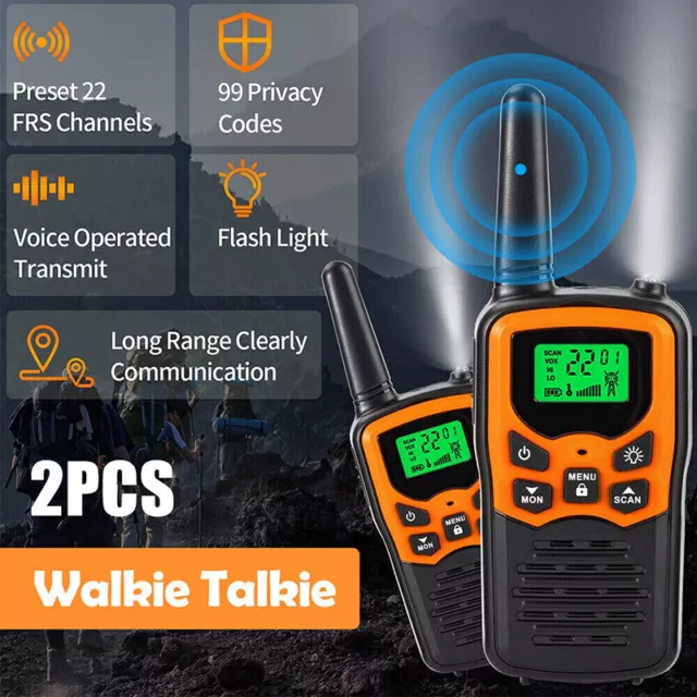 2Pcs Handheld Walkie Talkie Two-way Radio Set UHF 400-470MHz Long Range Gift