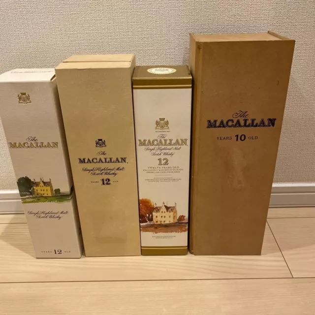 MACALLAN Macallan 12 years old empty bottle empty box 4 bottles