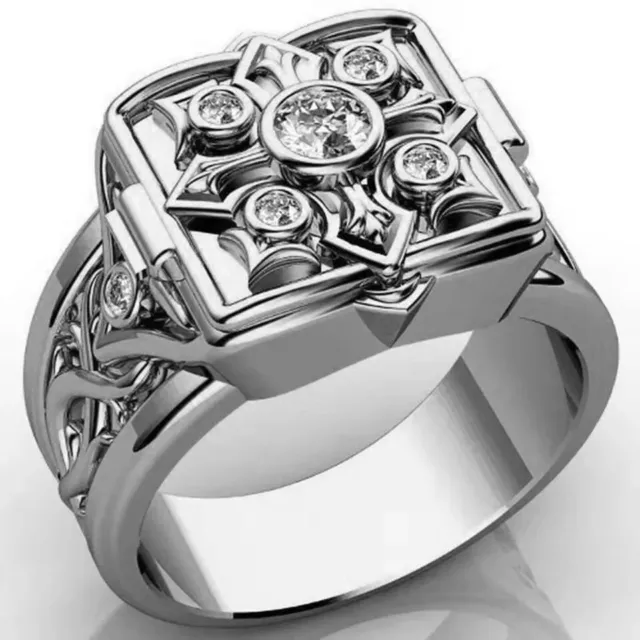 Cooler Damen/Herren Ring mit Geheimfach Silber Plated  Größe 59 3