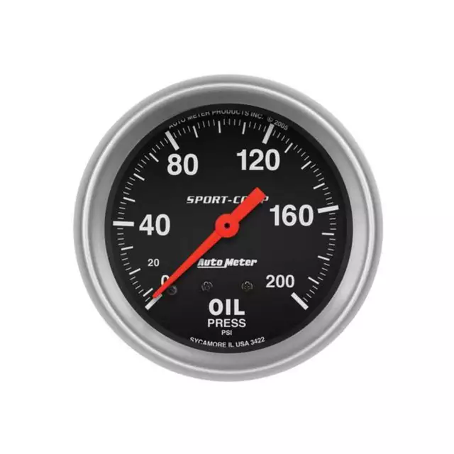 Autometer Sport-Comp 2-5/8" Oil Pressure Gauge 0-200 Psi Mechanical AU3422