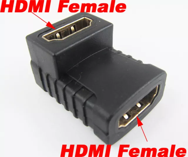 50x 19pin HDMI Female to Female Jack Right Angle 90D " L" Gold Adapter Converter