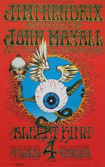 JIMI HENDRIX EXPERIENCE 1968 TOUR FILLMORE WEST / WINTERLAND 8th PRINT POSTER